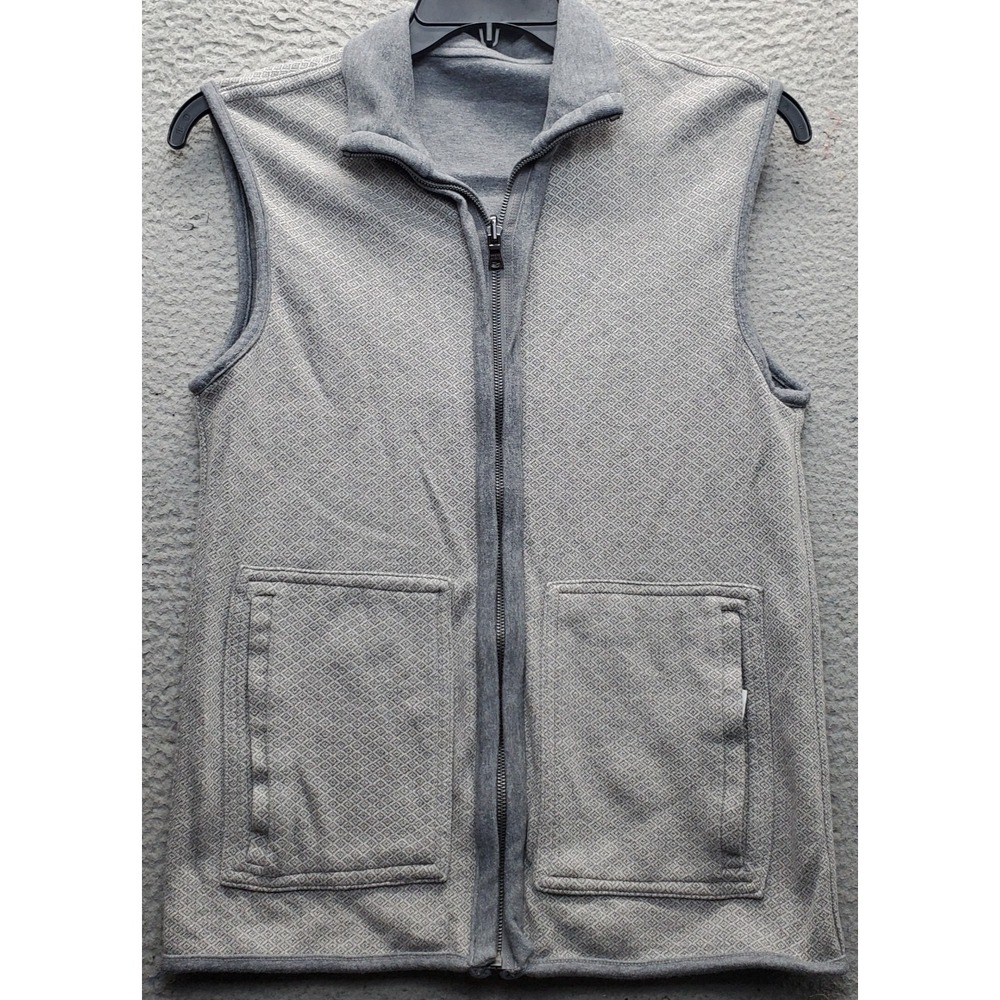 Tasso Elba Reversible Fleece Vest Women Small Gray Geometric Sleeveless Full Zip